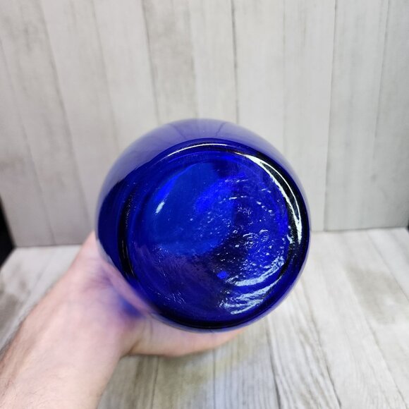 Vintage Indiana Glass Cobalt Blue Vase Optic Pattern 8'' Tall Decorative - Picture 6 of 8